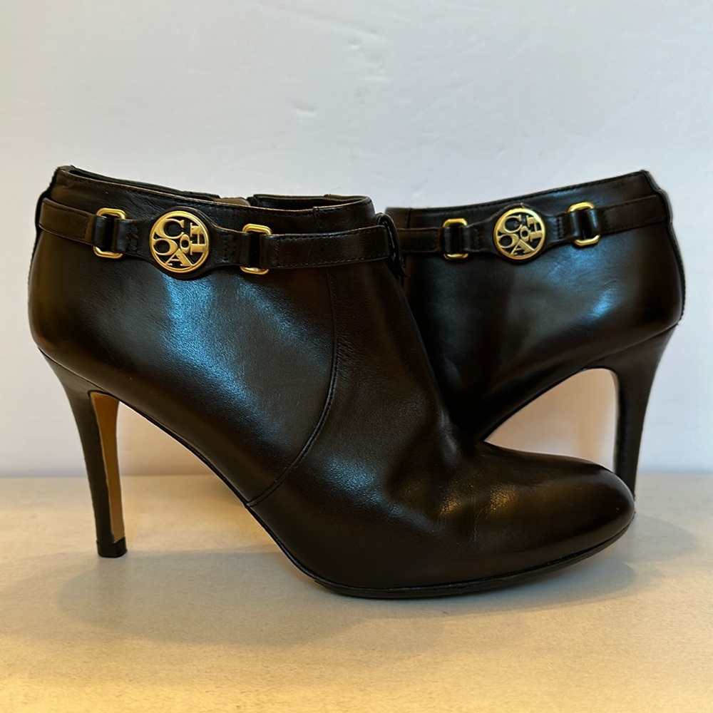 Coach Salene black leather ankle boots. Women’s Size 8.5 B stiletto heels
